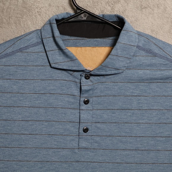 lululemon athletica Other - Lululemon Tech Polo Shirt Mens XL Blue Heather Striped Performance Golf Stretch